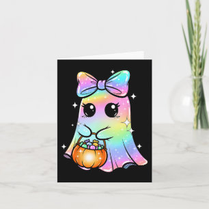 Candy Ghost Shirt Rainbow Bow Treat Trick Or Funny Card