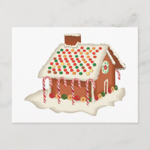 Candy Gingerbread Cottage Christmas Xmas Holidays Holiday Postcard