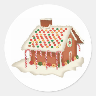Candy Gingerbread Cottage Classic Round Sticker