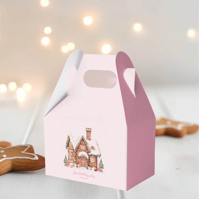 "Candy Gingerbread House Pink Birthday  Favour Box (Creator Uploaded)