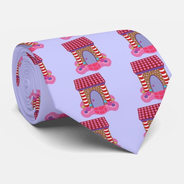 Candy Gingerbread House Tie (Rolled)