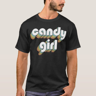 Candy Girl Retro Rainbow Typography Faded Style T-Shirt