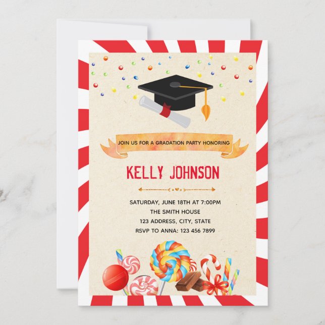 Candy graduation party invitation (Front)