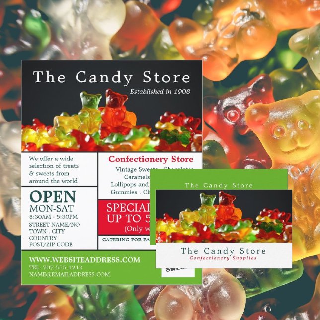 Candy Gummy Bears, Confectionery Supplies Business Card (Creator Uploaded)