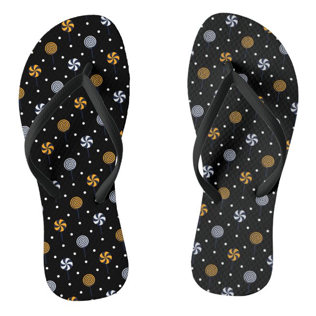 Candy Halloween Seamless Pattern Flip Flops (Footbed)