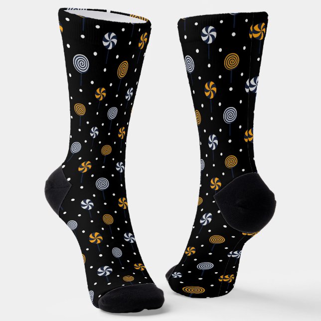 Candy Halloween Seamless Pattern Socks (Angled)