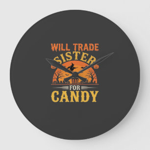 Candy Halloween Sister Trade Design_1 Large Clock