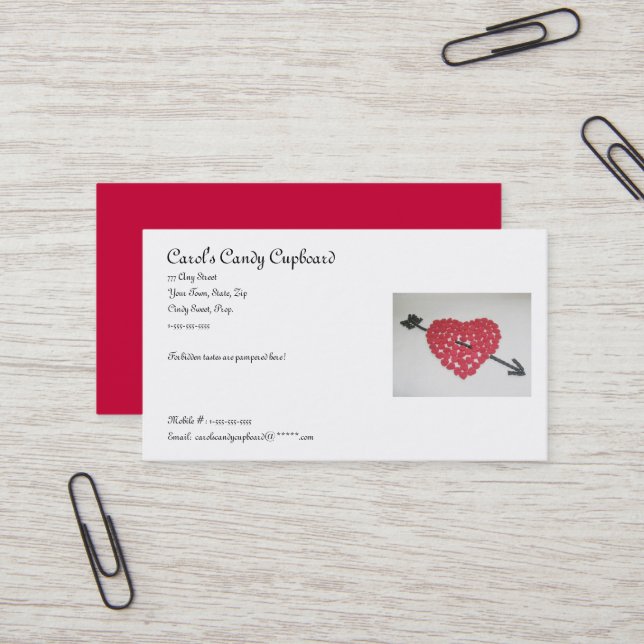 Candy Heart Business Card (Front/Back In Situ)