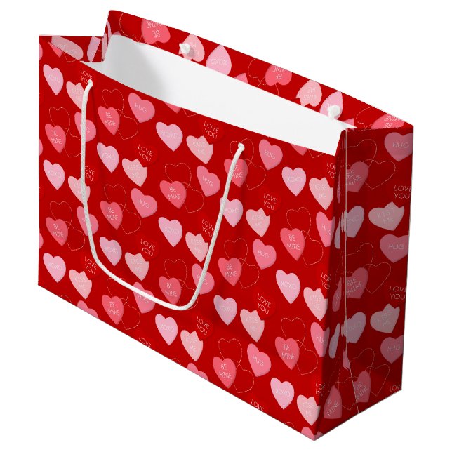 Candy Heart Cascade Large Gift Bag (Front Angled)