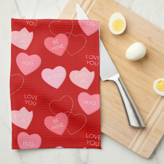 Candy Heart Cascade Tea Towel
