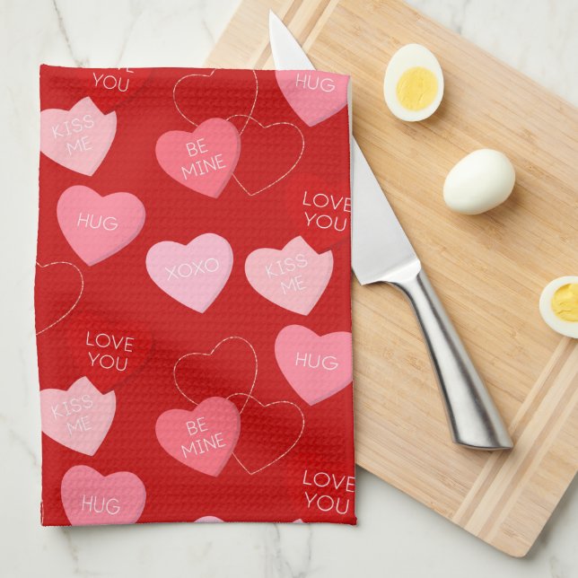 Candy Heart Cascade Tea Towel (Quarter Fold)