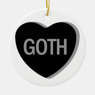 Candy Heart - Goth Ceramic Tree Decoration