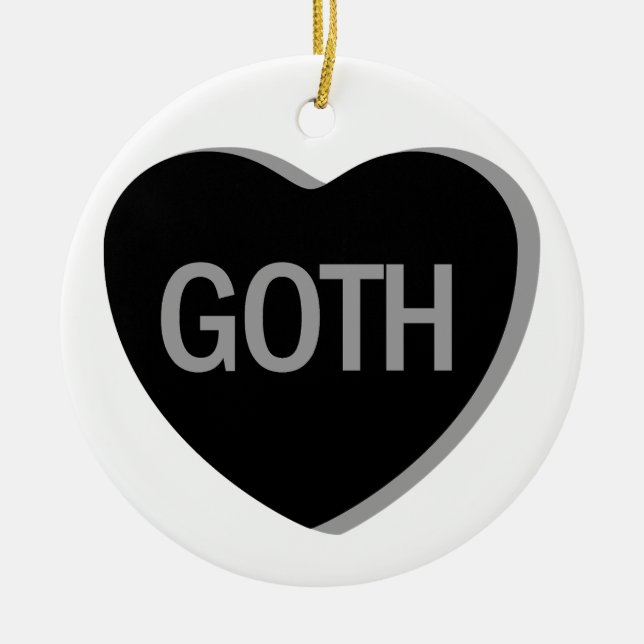 Candy Heart - Goth Ceramic Tree Decoration (Front)