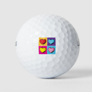 Candy Heart Hearts Pop Art Valentine's Day Golf Balls