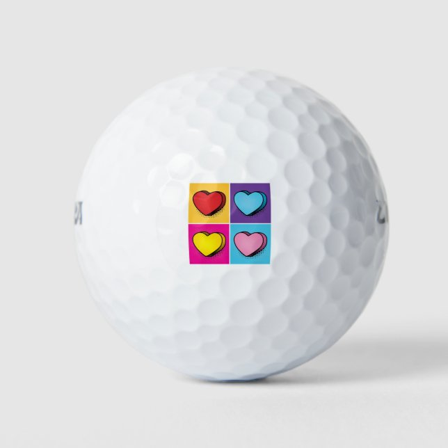 Candy Heart Hearts Pop Art Valentine's Day Golf Balls (Front)