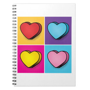 Candy Heart Hearts Pop Art Valentine's Day Notebook