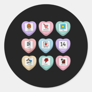 Candy Heart Pcs Symbol Special Education Teacher V Classic Round Sticker