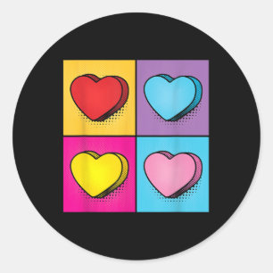 Candy Heart Pop Art Valentines Day Graphic Classic Round Sticker