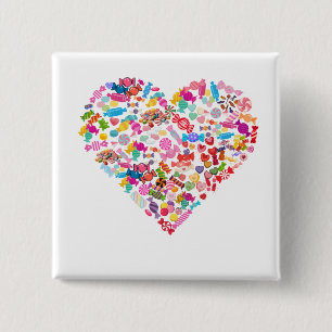 Candy Heart Shape Design Valentines Day Gifts 15 Cm Square Badge