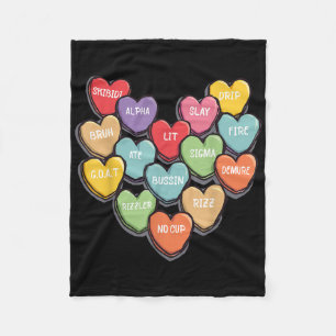 Candy Heart Slang Words Valentines Day For School, Fleece Blanket