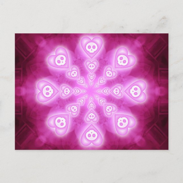 Candy Hearts and Pink Skulls postcard (Front)