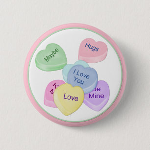 Candy Hearts and Text 6 Cm Round Badge
