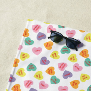Candy Hearts Beach Towel