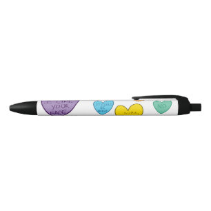 Candy Hearts Black Ink Pen