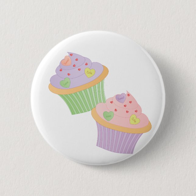 Candy Hearts Cupcakes 6 Cm Round Badge (Front)
