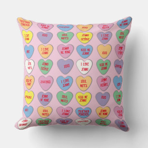 Candy Hearts Custom Messages Valentine Cushion