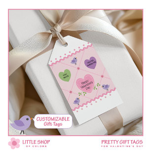 Candy Hearts Customizable Valentines Day Gift Tags