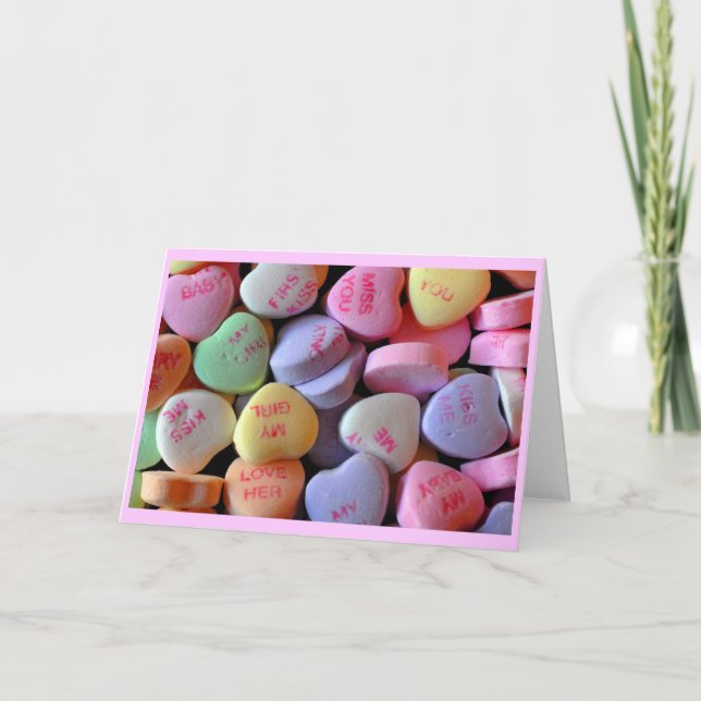 Candy Hearts for Valentine's Day Holiday Card (Front)