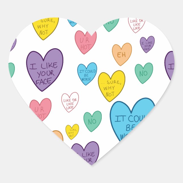 Candy Hearts Heart Sticker (Front)
