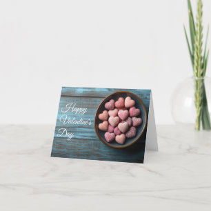 Candy Hearts in a bowl Valentine's Greeting Holiday Card