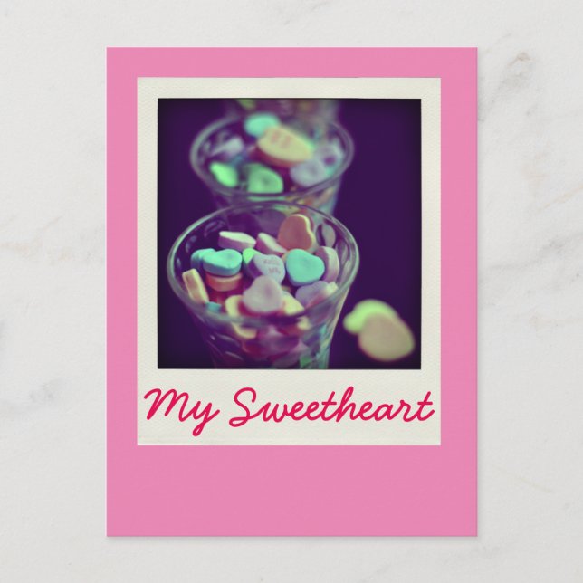 Candy Hearts KISS ME Postcard (Front)