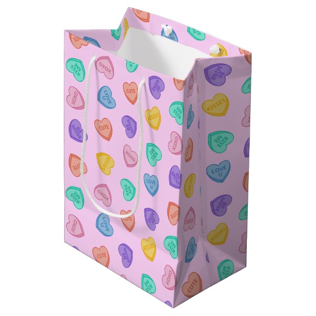 Candy Hearts Medium Gift Bag (Front Angled)
