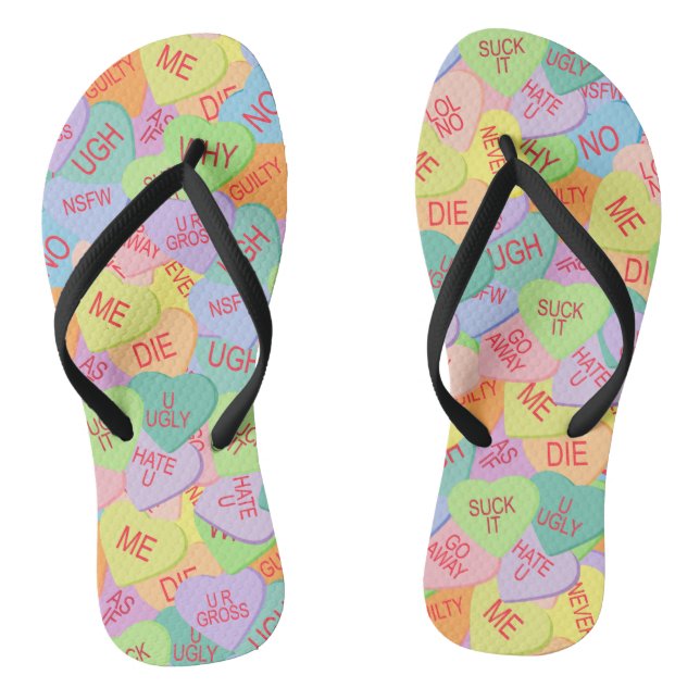 Candy Hearts Pattern - SFW Flip Flops (Footbed)