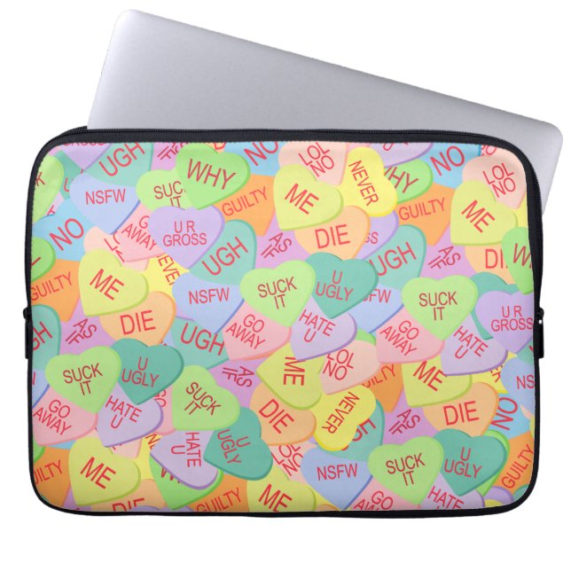 Candy Hearts Pattern - SFW Laptop Sleeve (Front)