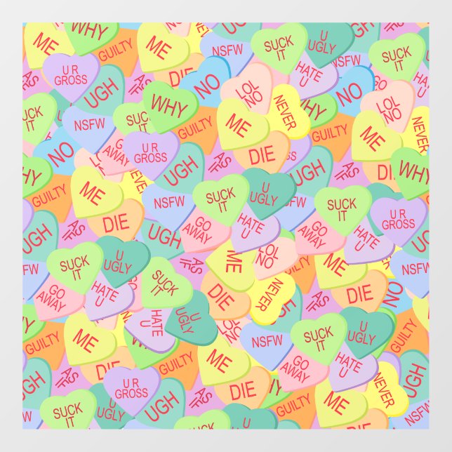 Candy Hearts Pattern - SFW Window Cling (Sheet)
