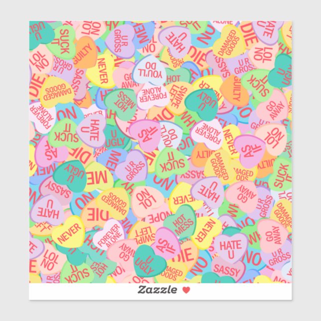 Candy Hearts Pattern V2  Custom-Cut Vinyl Stickers (Sheet)