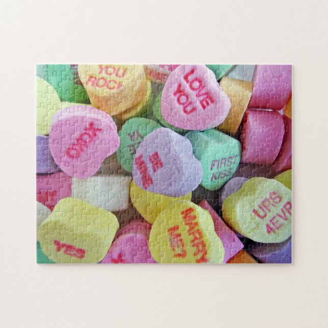 Candy Hearts Postcard Jigsaw Puzzle (Horizontal)
