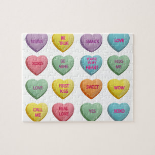 Candy Hearts Sweet Valentine Love Messages Jigsaw Puzzle