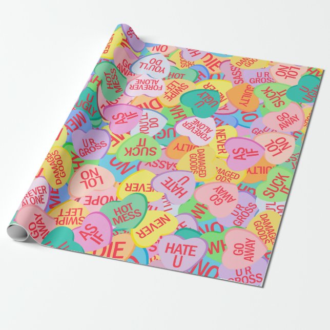 Candy Hearts V. 2.0 Wrapping Paper (Unrolled)