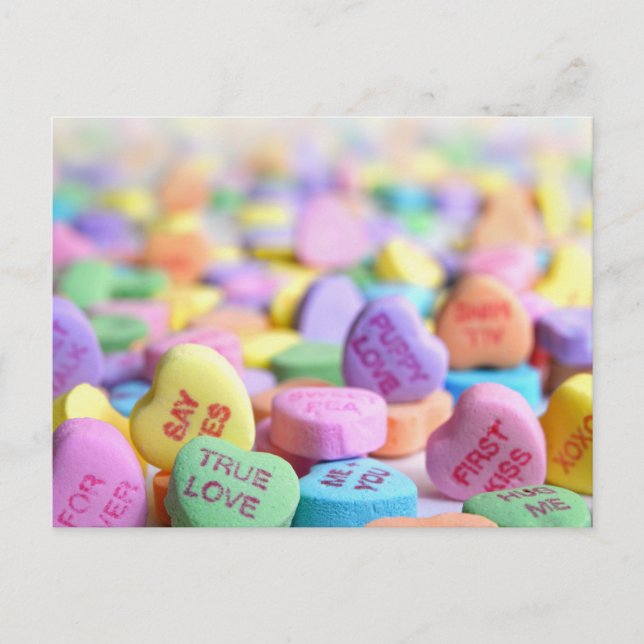 Candy Hearts Valentine Postcard (Front)