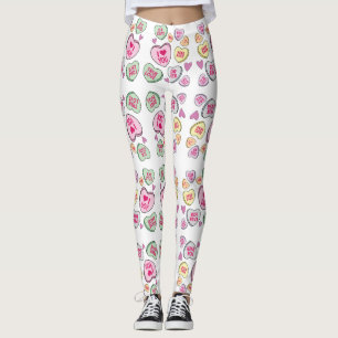 Candy Hearts Valentines Day Conversation Hearts Leggings