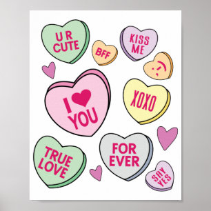 Candy Hearts Valentines Day Conversation Hearts Poster