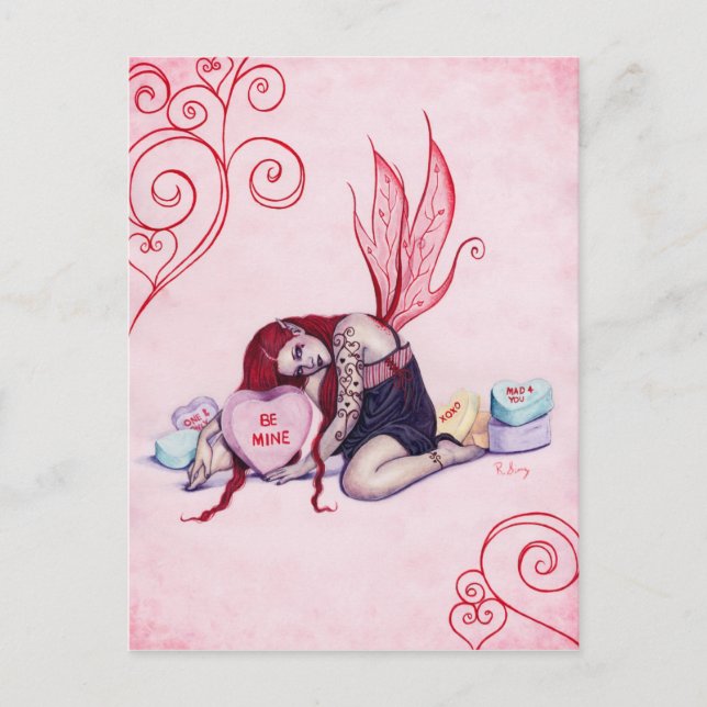 Candy Hearts Valentine's Day Fairy Postcard (Front)