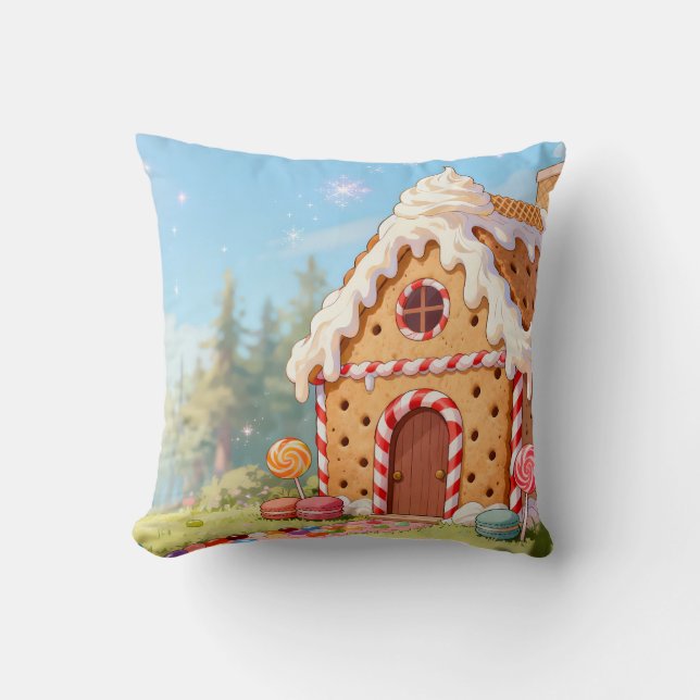 Candy House Throw Pillow (Front)