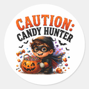 🎃 Candy Hunter Funny Halloween Saying 🍭 Classic Round Sticker
