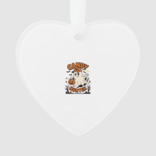 Candy Hunter Halloween Ghost Pumpkin Bucket_1 Ornament